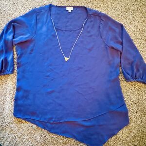 AVENUE Studio Royal Blue Sheer Tunic Top – Size 18/20 – Includes necklace